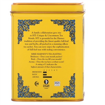 Harney & Sons, HT Tea Blend, желтый и голубой, ромашка и лаванда, без кофеина, 20 чайных саше, 40 г (1,4 унции)