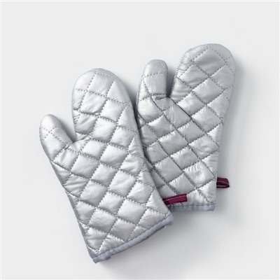 Набор прихваток Доляна «Профи», 2 шт., 30×16×2 см, серый