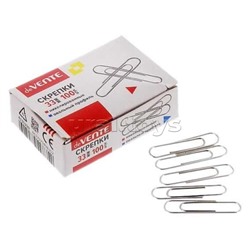 Скрепки металлические овальные никелированные 33 мм, 100 шт в картонной коробке