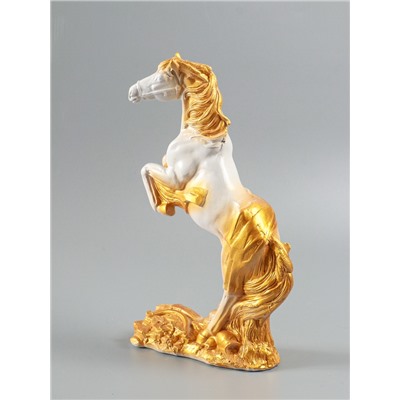 УЦЕНКА Фигура "Победоносный конь" 34х22х9 см, белый с золотом