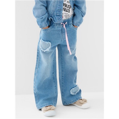 Брюки текстильные джинсовые для девочек