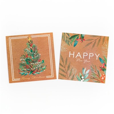 Набор подарочный новогодний KAFTAN New Year: варежки размер 19, подвеска, свеча, ёлка, 2 открытки