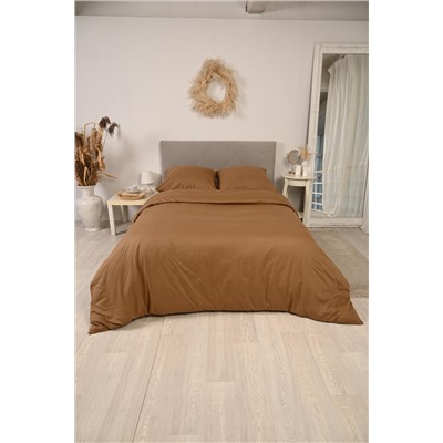 КПБ поплин Молочный шоколад с простыней на резинке