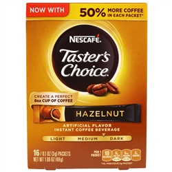 Nescafé, Выбор Гурмана, напиток из растворимого кофе, фундук, 16 упаковок по 3г каждый.