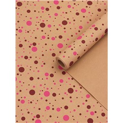 Крафт бумага «Конфетти» розовый/бордовый на коричневом фоне, 0.72×10±5% м, 60 г