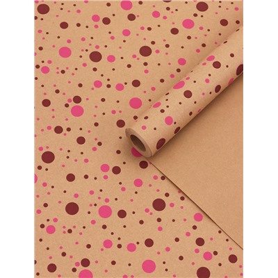 Крафт бумага «Конфетти» розовый/бордовый на коричневом фоне, 0.72×10±5% м, 60 г