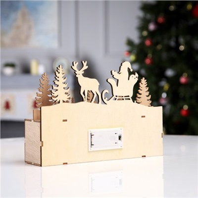 Светодиодная фигура «Новогодняя ночь» 24×17×6 см, дерево, батарейки AAAх2 (не в комплекте), свечение тёплое белое