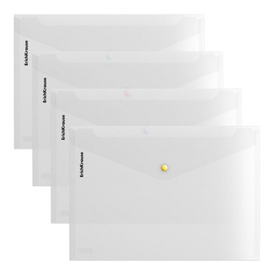 Папка с кнопкой  А4 160мкм 50205 Glossy Clear прозрачная с кнопкой цветной ErichKrause