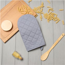 Варежка-прихватка «Этель» Kitchen, серая, 15×28 см, саржа, 100% хлопок