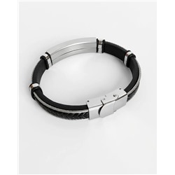 Браслет из стали на кожаном ремешке
