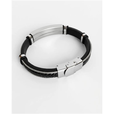 Браслет из стали на кожаном ремешке