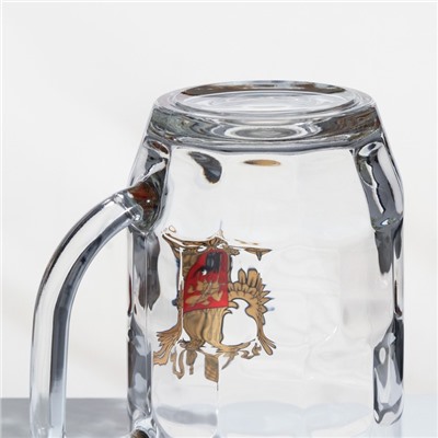Пивная кружка «Герб России», 500 мл, стекло, прозрачная