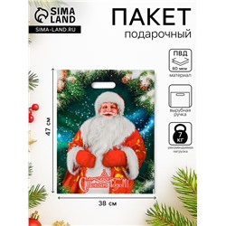 Пакет подарочный новогодний «Любимый дед», полиэтиленовый с вырубной ручкой, 38×47 см