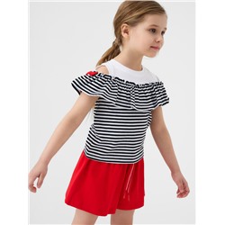 Комплект трикотажный для девочек: джемпер (футболка), шорты