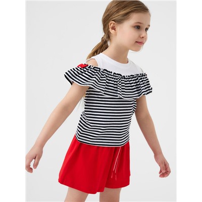 Комплект трикотажный для девочек: джемпер (футболка), шорты