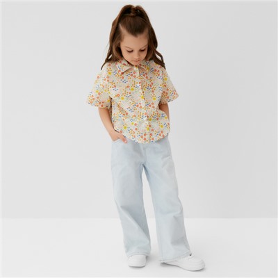 Рубашка для девочки KAFTAN «Цветы», размер 34 (122-128 см), жёлтая