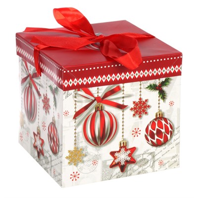 Коробка подарочная 15x15x15 см складная / 119-M /уп 12/840/Новый год