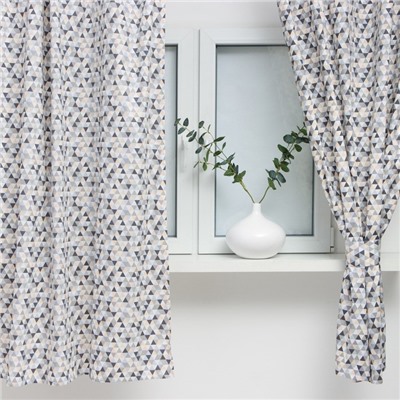 Шторы для кухни «Этель. Треугольники», 149×180 см - 2 шт., подхваты - 2 шт.