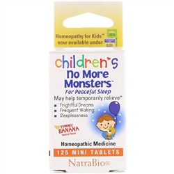 NatraBio, Children's No More Monsters, снотворное для детей, с натуральным вкусом банана, 125 мини-таблеток