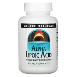 Source Naturals, альфа-липоевая кислота, 200 мг, 120 таблеток