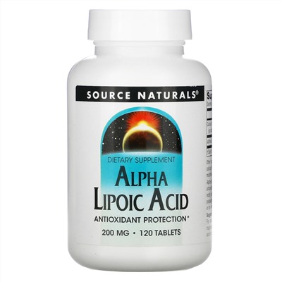 Source Naturals, альфа-липоевая кислота, 200 мг, 120 таблеток