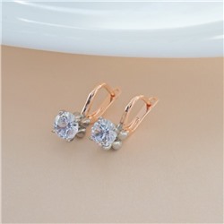 Серьги цветы ювелирная бижутерия коллекция "Дубай", покрытие позолота, вставка: фианиты, цвет: прозрачный, арт.213.585