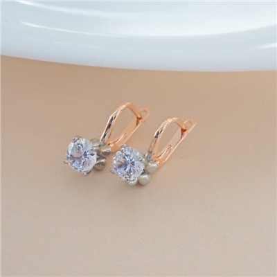 Серьги цветы ювелирная бижутерия коллекция "Дубай", покрытие позолота, вставка: фианиты, цвет: прозрачный, арт.213.585