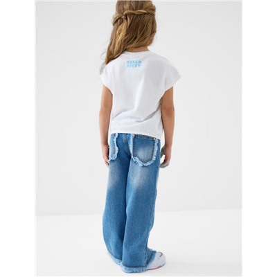 Брюки текстильные джинсовые для девочек