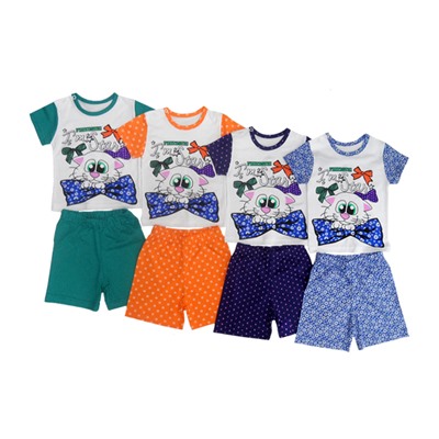 Комплект ясельный для девочки (футболка на кнопке "печать" и шорты на широкой резинке) (К2307Д)