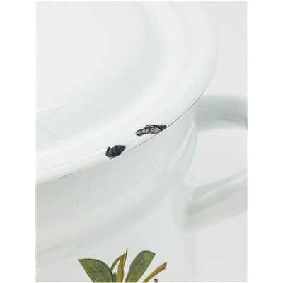 УЦЕНКА Кастрюля эмалированная, 6 л, d=23.5 см, с крышкой, цилиндрическая, белая