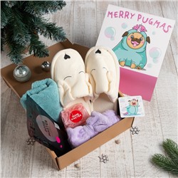Набор подарочный Этель Merry pugmas, полотенце 30х60см и аксессуары
