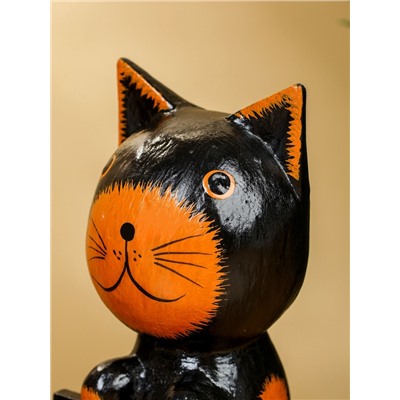 Сувенир «Кот с табличкой WELCOME», 10×7×16 см, дерево, чёрно-рыжий