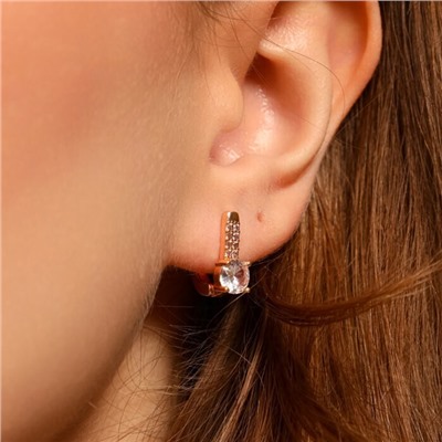 Серьги ювелирная бижутерия коллекция "Дубай", покрытие позолота, вставка: фианиты, цвет: прозрачный, арт.213.588