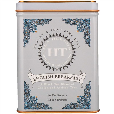 Harney & Sons, English Breakfast, чайная смесь HT, черный чай, 20 пакетиков, 40 г (1,4 унции)
