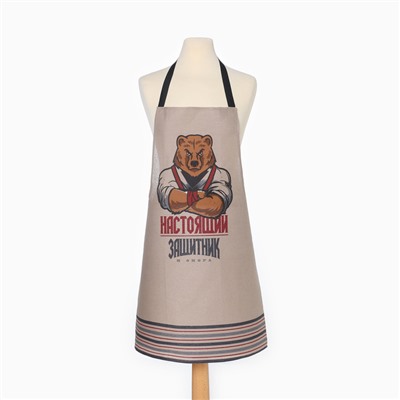Фартук «Доляна. Настоящий защитник», 70×60 см, рогожка,100% хлопок, 160 г/м²