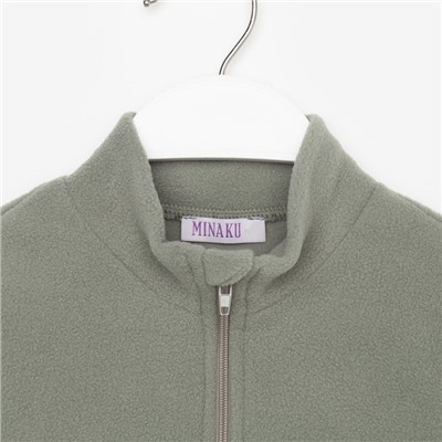 Джемпер детский флисовый MINAKU, зелёно-серый, размер 116-122 см