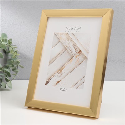 Фоторамка для фото 15×21 см «МИРАМ», пластик под золото, (пластиковый экран)
