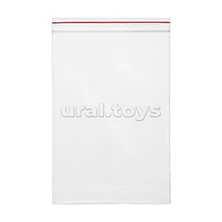 Пакет упаковочный с замком Zip Lock 120x180 мм, ПНД, 35 мкм, прозрачный, с красной полосой на zip-застежке, 100 шт в упаковке