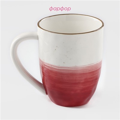 Кружка Доляна «Космос», 400 мл, фарфор, белая, красная