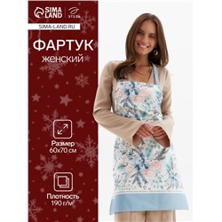 Фартук новогодний «Этель» Christmas flowers 60×70 см, 100% хл, саржа 190 г/м²