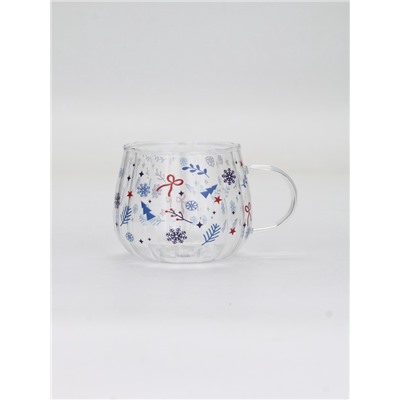Кружка новогодняя стеклянная «Новогодний паттерн», 350 мл