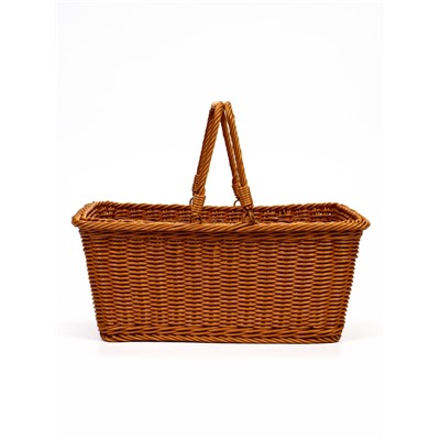 Корзина плетёная для хранения, 40×31×17 см, ручка h=17 см, пластиковая, коричневая