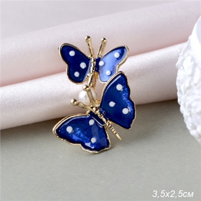 Брошь Бабочки 2,5 см / GM273-12 /уп 12/ с жемчугом