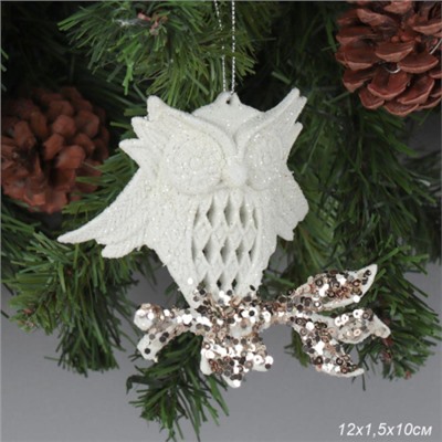 Новогоднее украшение Сова 12х10 см / WF-163 /уп 300/