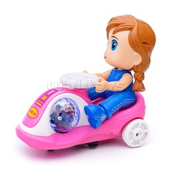 Машина "Яркий болид" с девочкой, на батарейках, в коробке
