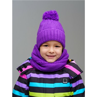 Комплект трикотажный для девочек: шапка, снуд