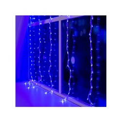 Гирлянда «Водопад» 2×1.5 м, IP20, прозрачная нить, 400 LED, свечение синее, 8 режимов, 220 В