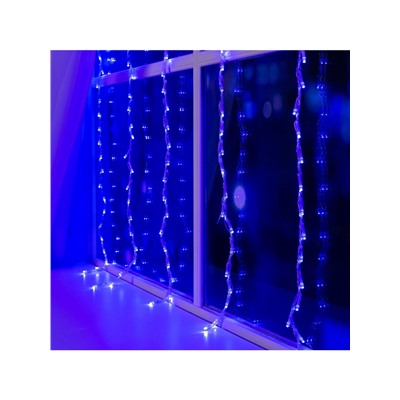 Гирлянда «Водопад» 2×1.5 м, IP20, прозрачная нить, 400 LED, свечение синее, 8 режимов, 220 В