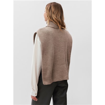 Джемпер - пончо женский MINAKU: Casual collection, бежевый, размер 48