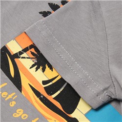 Комплект для мальчика (футболка/шорты), цвет серый/морской, рост 74 см